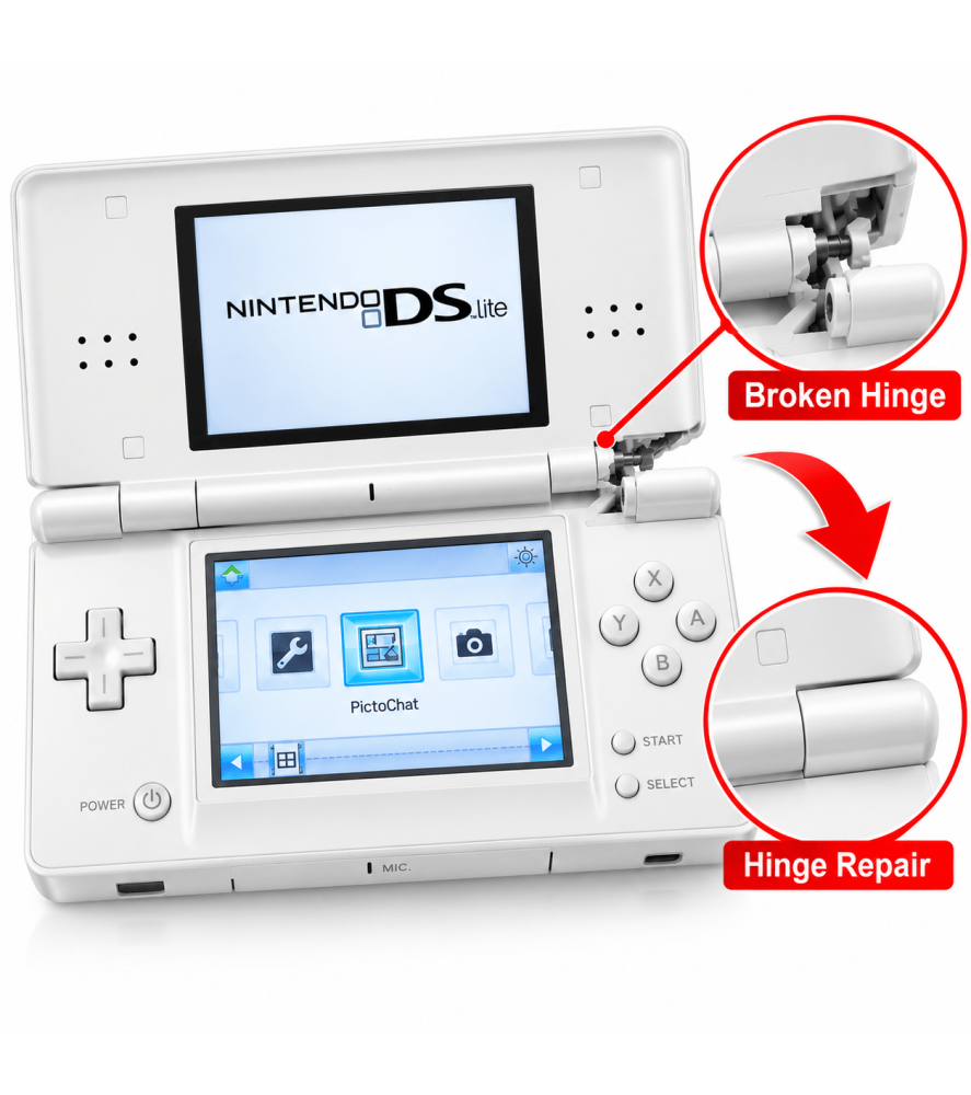 DS Lite Cracked hinge Nintendo DS Lite RepairsNintendo