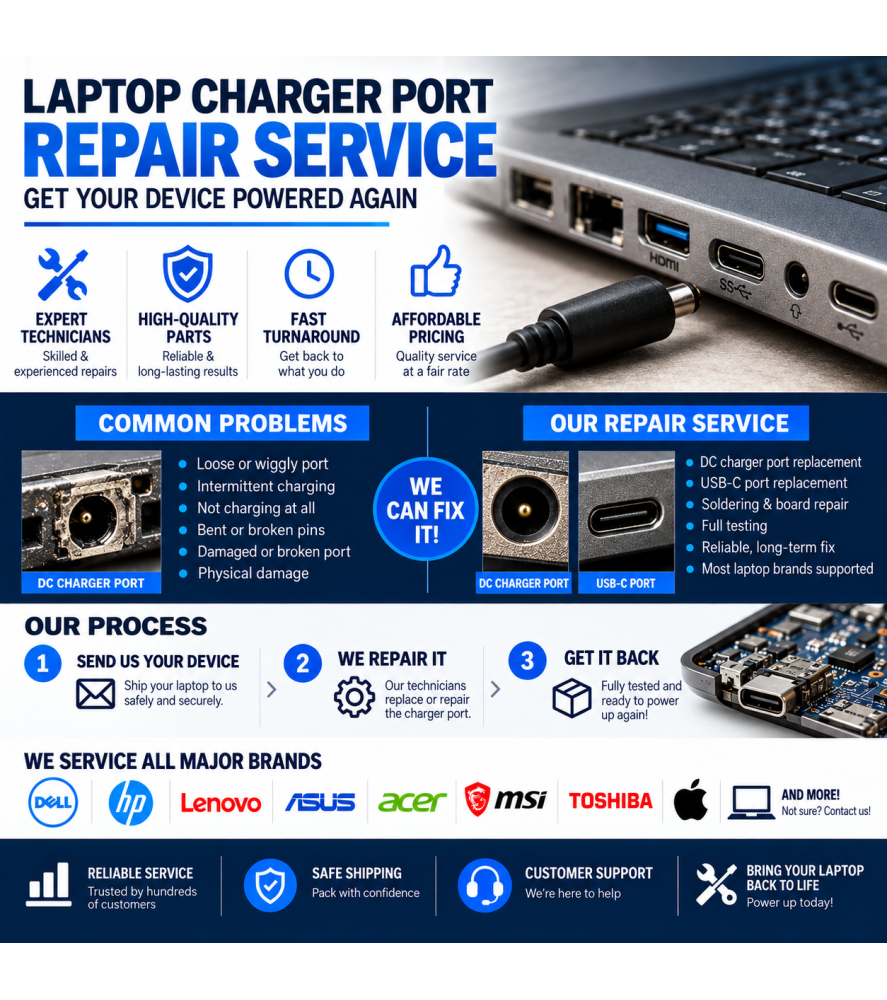 Laptop Charging Port Repair – DC Jack & USB-C Laptop Repairs