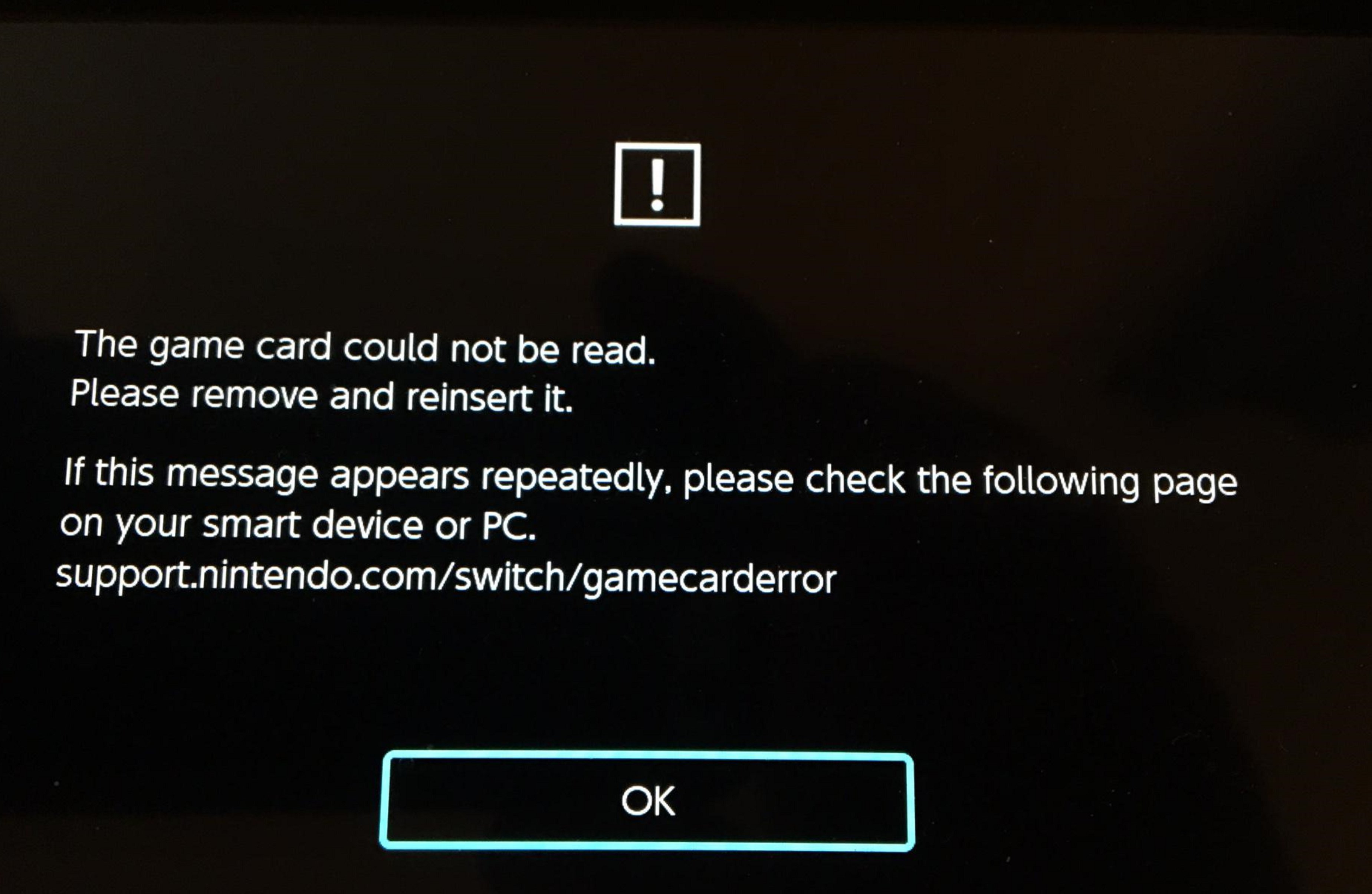 Switch Game cartridge error