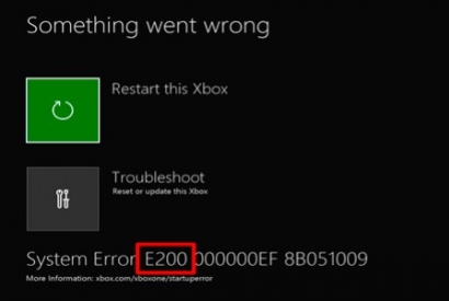 Xbox One E200, E201,E203,E305 error